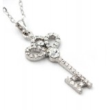 Rhinestone Key Charms Necklaces - Clear - NE-JVSN8311CL